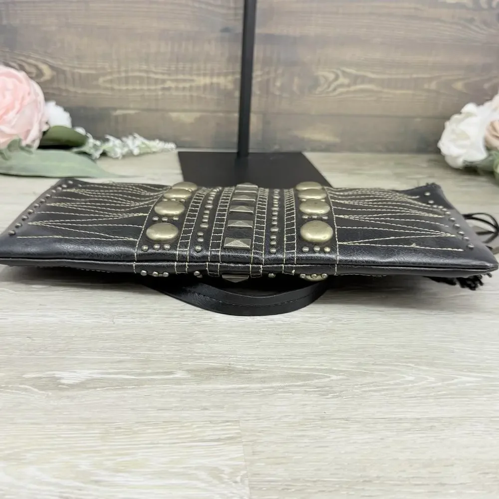 Y2K BCBGirls BCBG Black Contrast Stitch Studded Shoulder Bag Purse